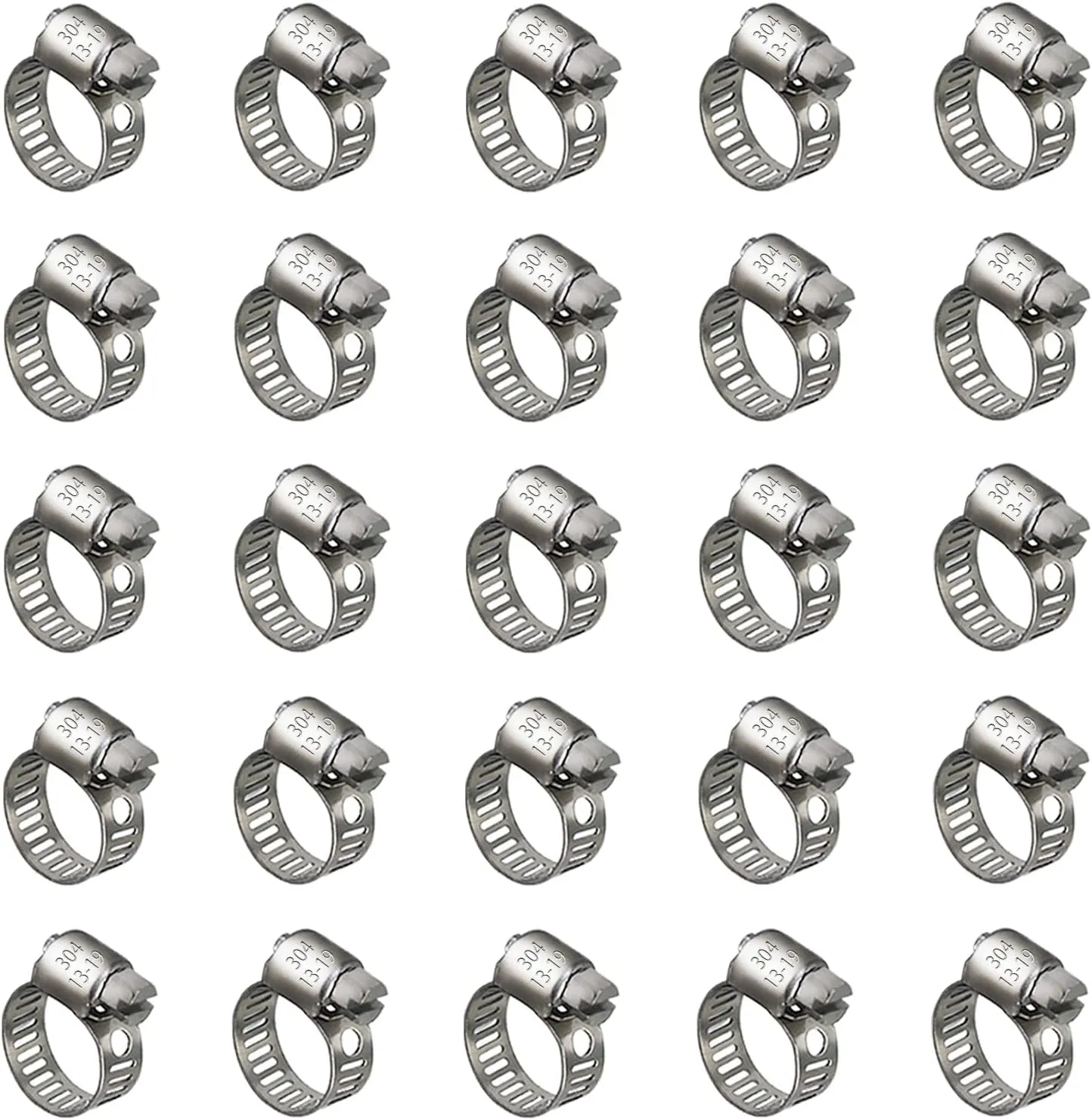 25 Pack Stainless Steel Hose Clamps, 1/2 inch to 3/4 inch Worm Gear Metal Hose Clamps for Pipe, Dryer Repair, Tubing and Fuel Line