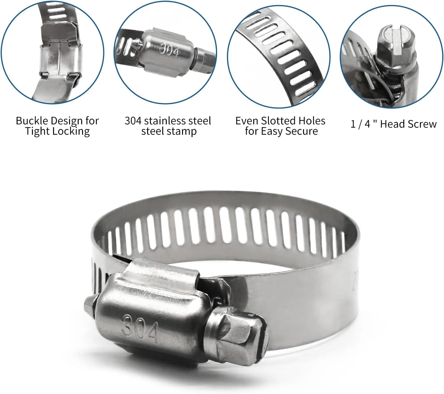 25 Pack Stainless Steel Hose Clamps, 1/2 inch to 3/4 inch Worm Gear Metal Hose Clamps for Pipe, Dryer Repair, Tubing and Fuel Line