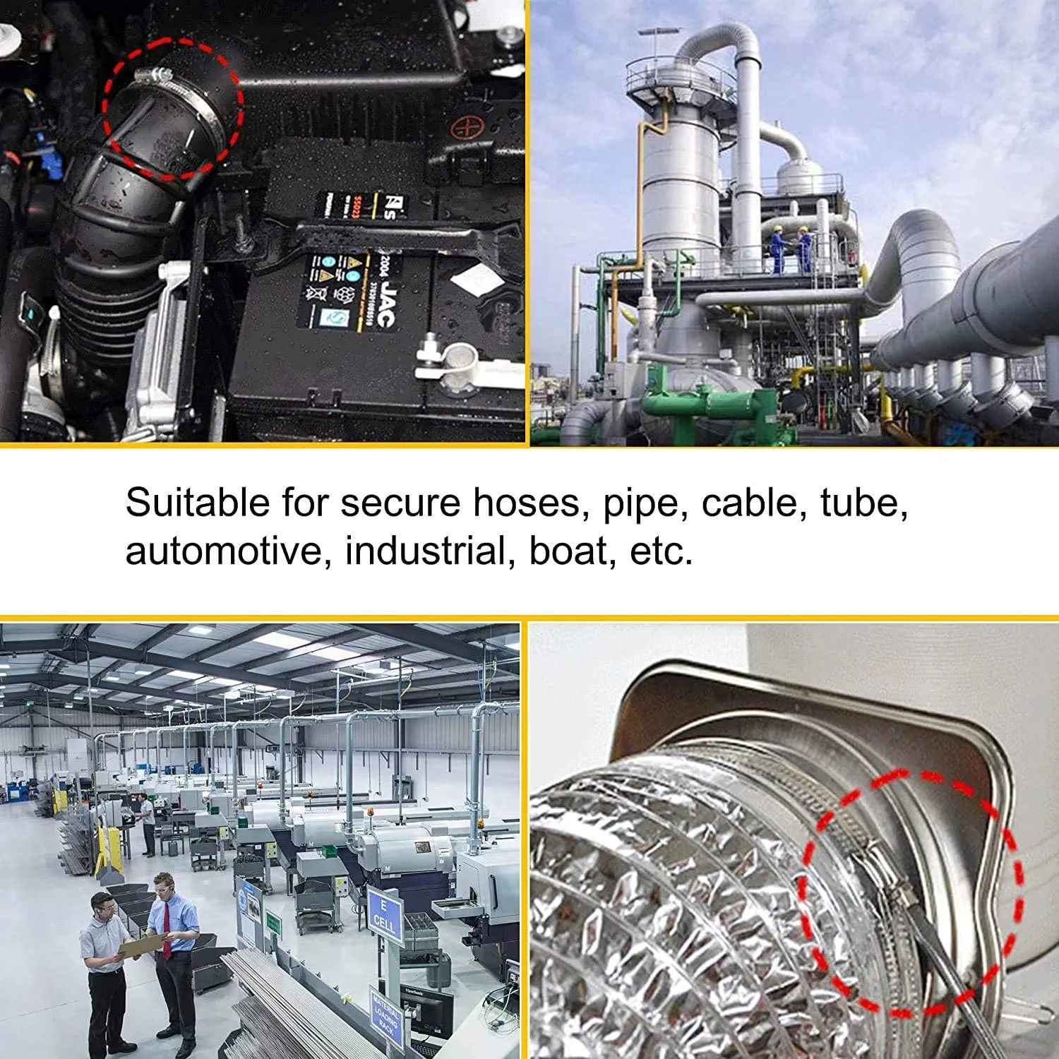 6 Pieces (3" 4 5") Adjustable 304 Stainless Steel Worm Gear Hose Clamps Water Pipe Clamps Assortment Kit Duct Clamps Pipe Clamp worm drive hose clamps (3" 4 5") 