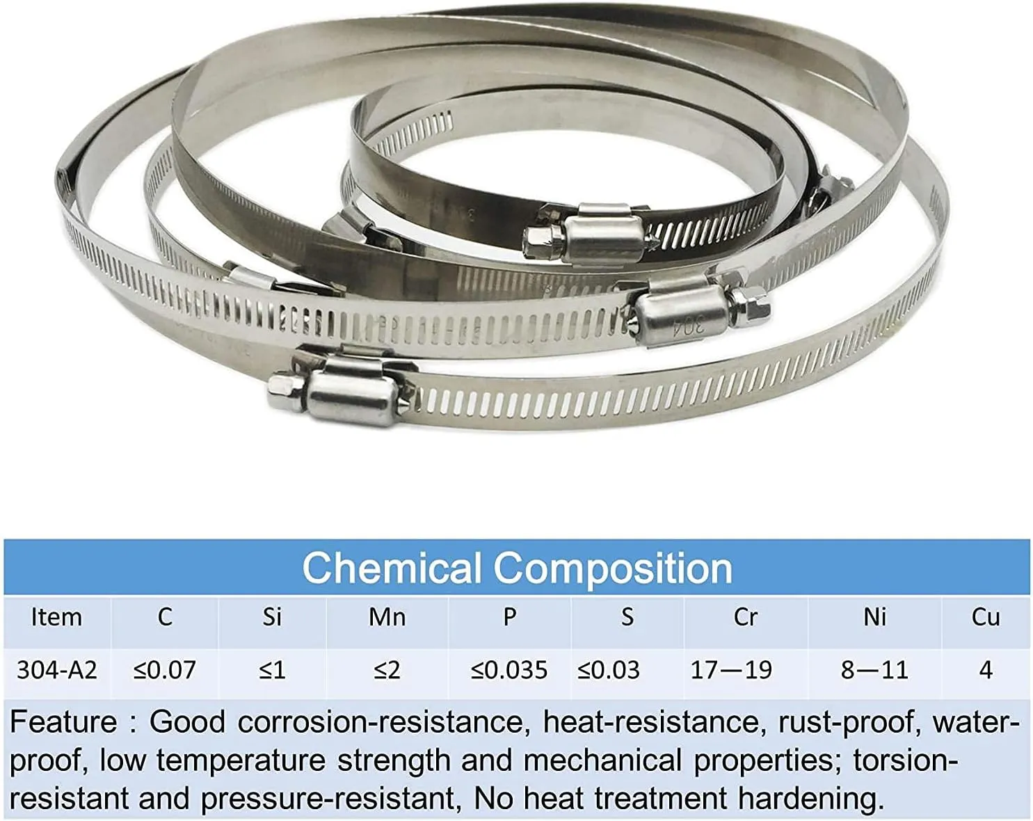 6 Pieces (3" 4 5") Adjustable 304 Stainless Steel Worm Gear Hose Clamps Water Pipe Clamps Assortment Kit Duct Clamps Pipe Clamp worm drive hose clamps (3" 4 5") 