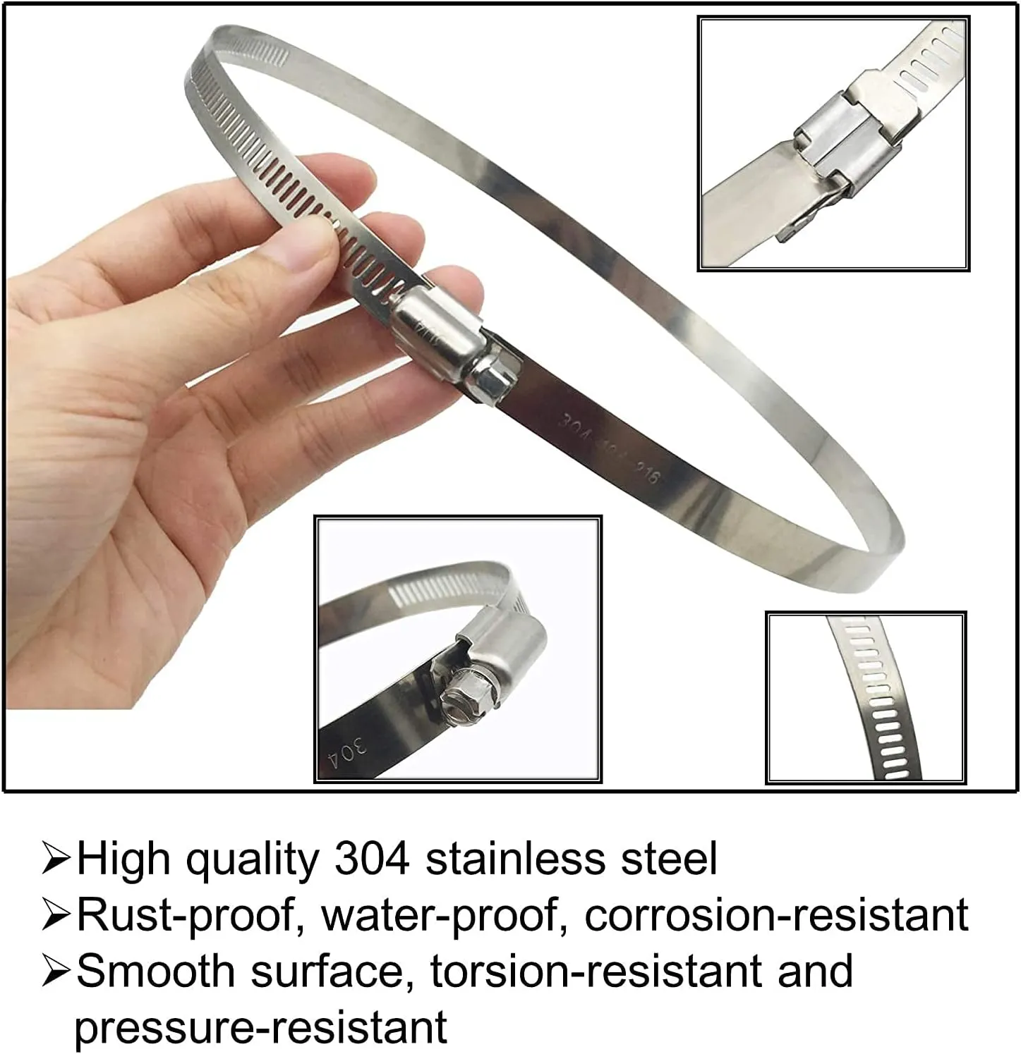 6 Pieces (3" 4 5") Adjustable 304 Stainless Steel Worm Gear Hose Clamps Water Pipe Clamps Assortment Kit Duct Clamps Pipe Clamp worm drive hose clamps (3" 4 5") 
