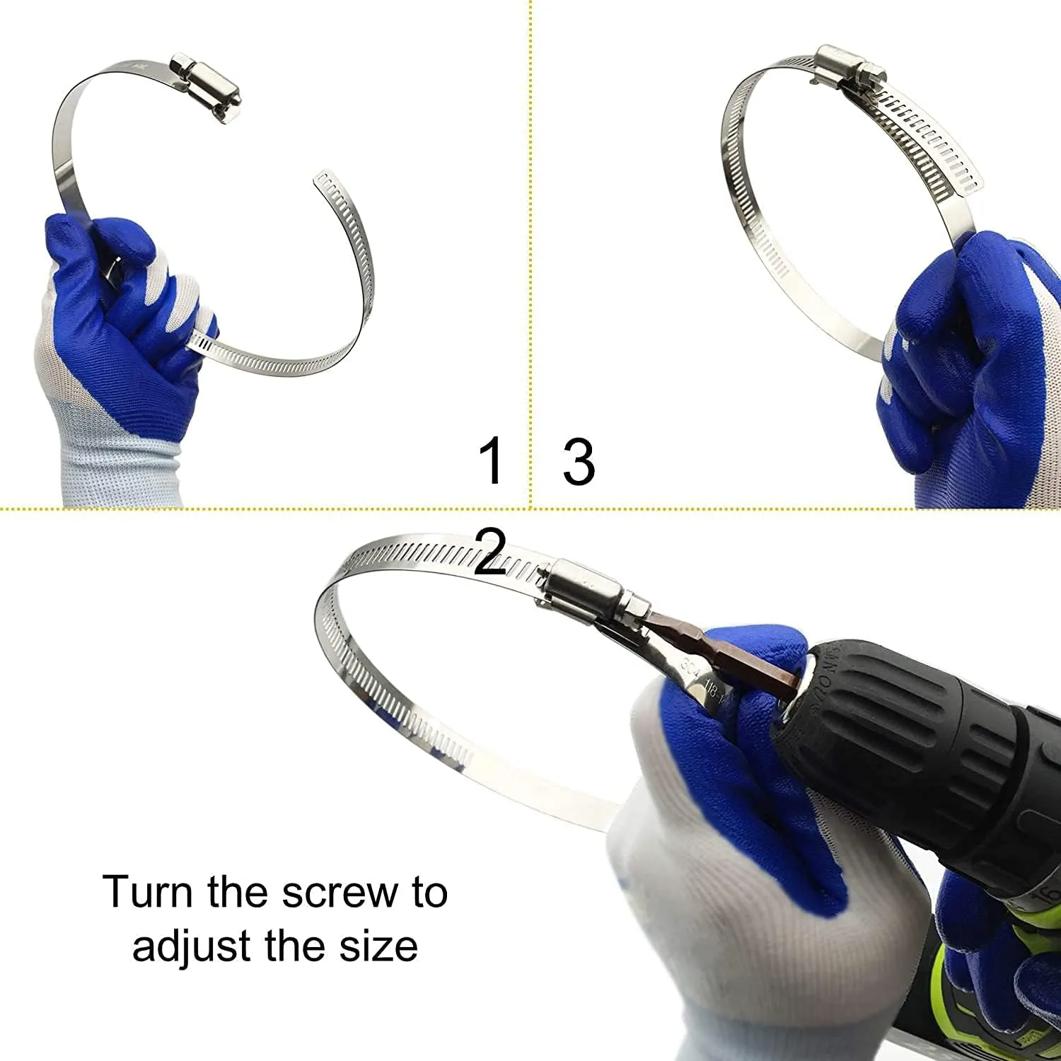 6 Pieces (3" 4 5") Adjustable 304 Stainless Steel Worm Gear Hose Clamps Water Pipe Clamps Assortment Kit Duct Clamps Pipe Clamp worm drive hose clamps (3" 4 5") 
