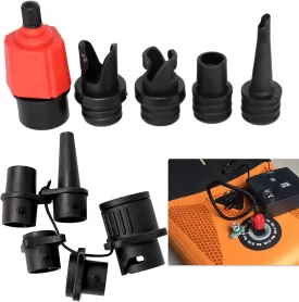 9 Nozzle Car Air Compressor Adapter for Inflatable Boat, Air Mattress, Pool, Kayak, SUP Board - Black, Portable, Versatile Nozzle Design, Adapter for Multiple Inflatable Items