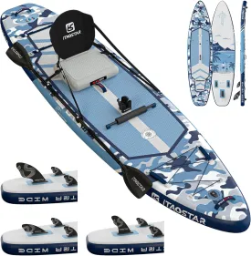 Adventure 1235"/39" Extra Wide Paddle Board with Seat, One-stop Premium SUP Board Accessories, Tailored 5 Fins, Stable Inflatable Stand Up Paddle Boards for Youth/Adults of All Skill Levels