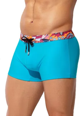Arjen Kroos Mens Swim Briefs Square Leg Board Short Quick-Dry Swimwear with External Drawstring Stretch Beach Trunks