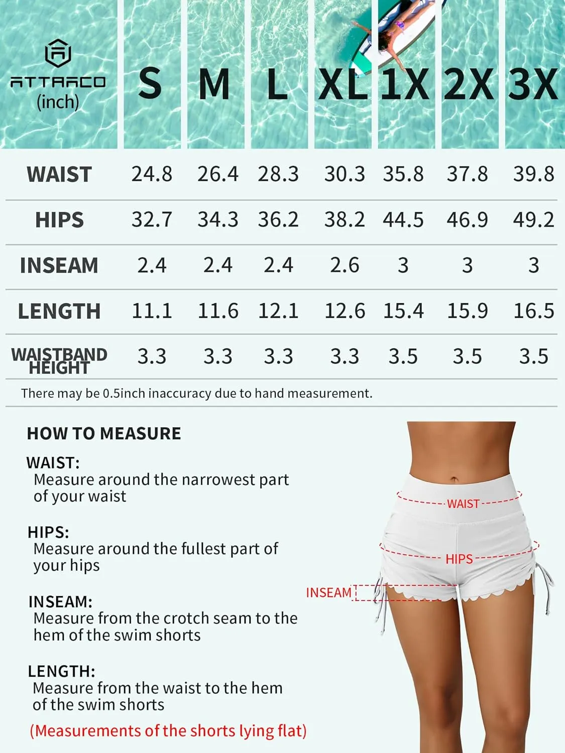 ATTRACO Women Swim Shorts High Waisted Swimsuit Shorts Swim Bottom Board Shorts