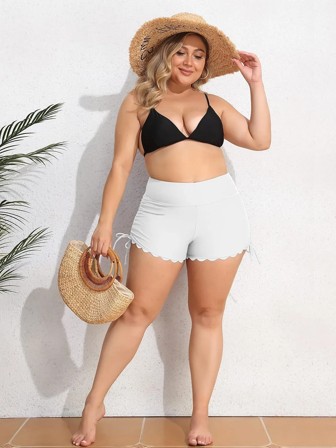 ATTRACO Women Swim Shorts High Waisted Swimsuit Shorts Swim Bottom Board Shorts