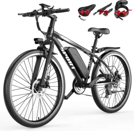 AZHAR Electric Bike for Adults, 26" Electric Mountain Bike, 750W Peak Power Motor, Up to 25 MPH 45 Miles, Electric Bicycle with 48V 10AH Removable Battery, UL 2849