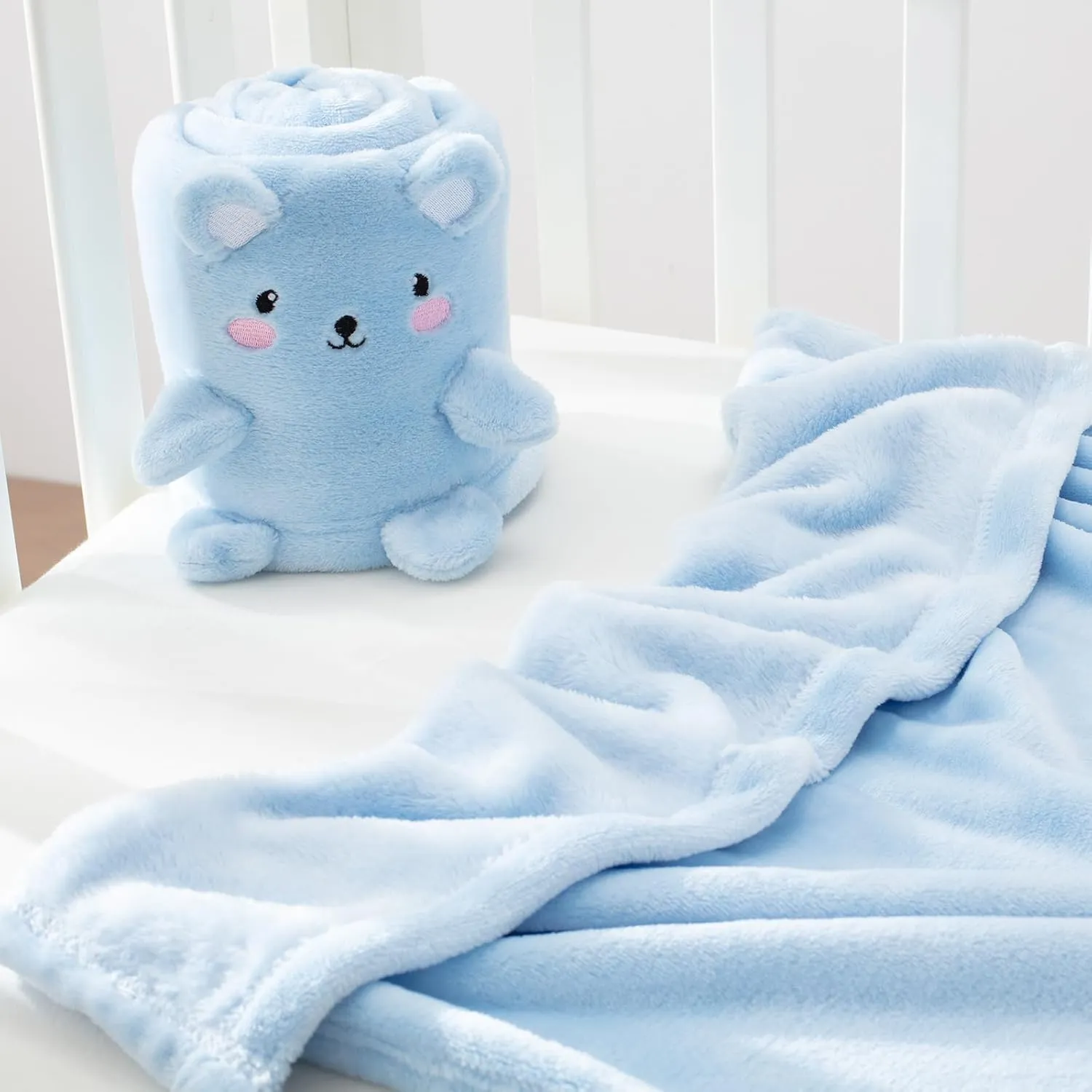 Baby Blanket, Foldable Bear Shape Plush Baby Blanket, Super Soft Warm Breathable Receiving Blankets Newborn Nursery Swaddle Blankets Gifts for Crib Stroller Baby Boys Girls Birthday Baby Shower