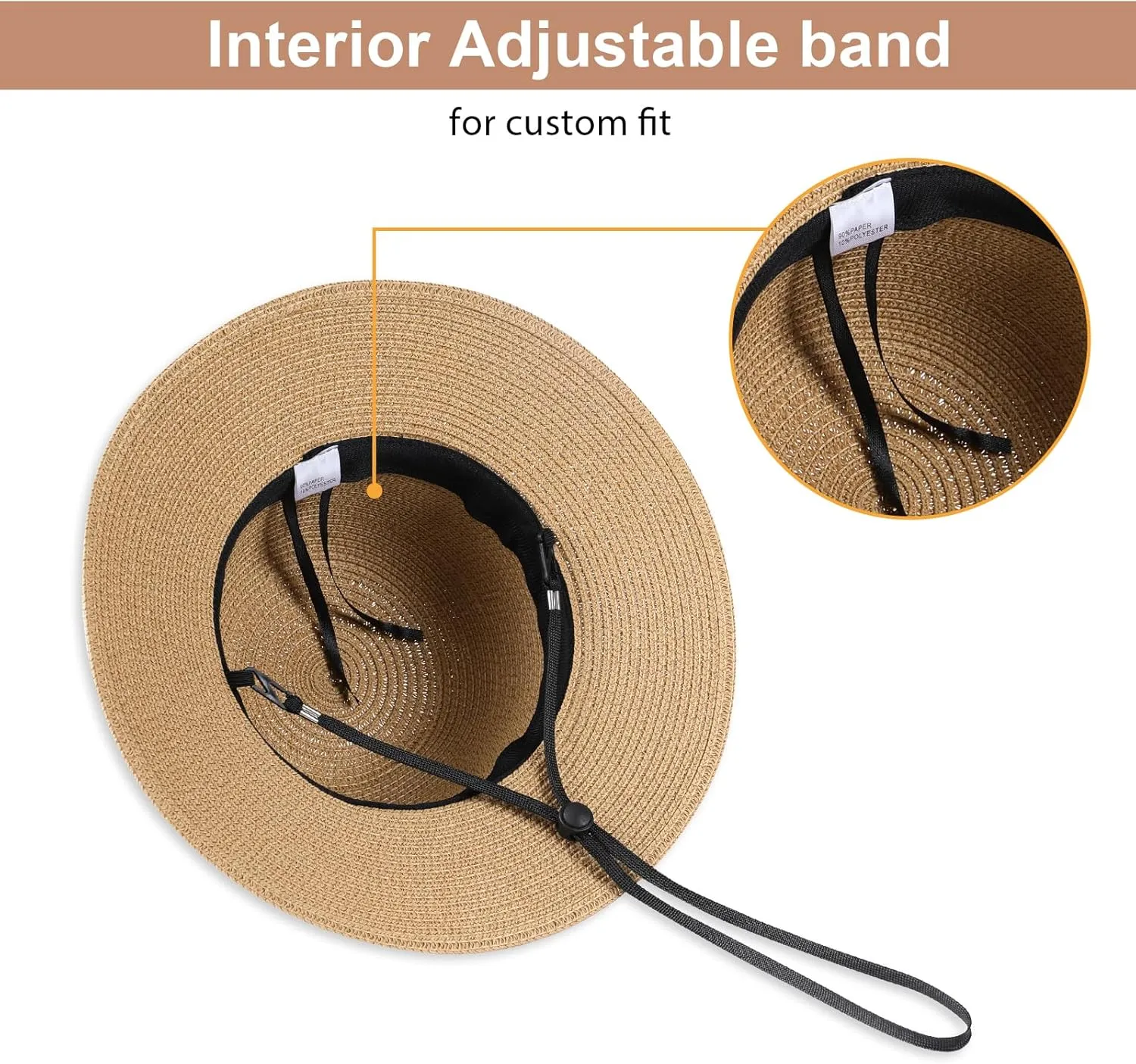 Beach Sun Straw Hats for Women, UPF 50  UV Sun Protection Wide Brim Summer Straw Hat Foldable Packable Roll up Cap