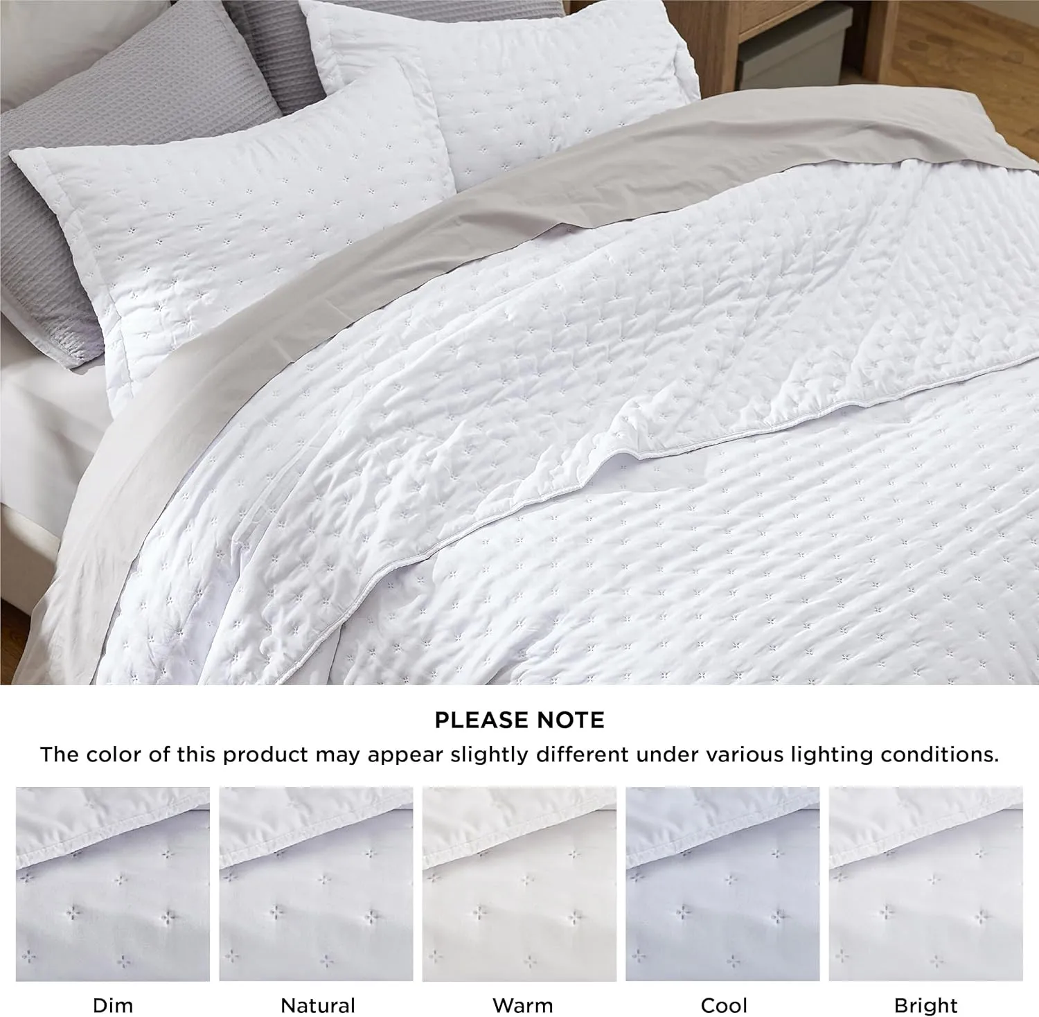Bedsure King Quilt Set - Ultra Soft Quilt Bedding Set for Modern Bedroom Decor, White Summer Bedspread Coverlet with 2 Pillow Shams, Lightweight All-Season King Size Comforter 106x96 Inch