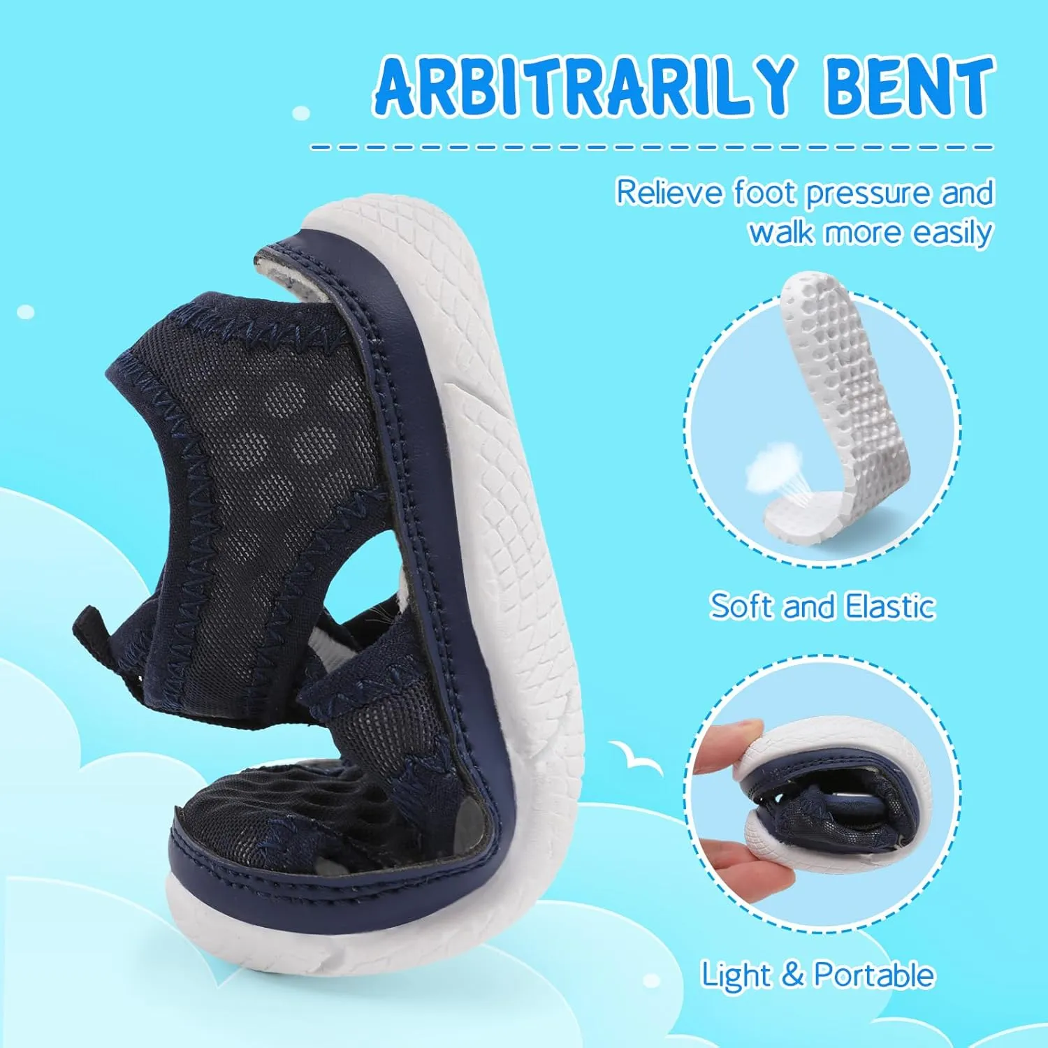 Besroad Toddler Water Shoes Boys Girls Qucik Dry Sport Beach Sandals Non-Slip Barefoot Aqua Socks Swim Shoes