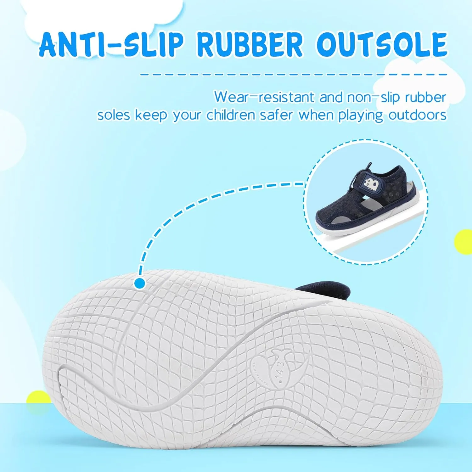 Besroad Toddler Water Shoes Boys Girls Qucik Dry Sport Beach Sandals Non-Slip Barefoot Aqua Socks Swim Shoes