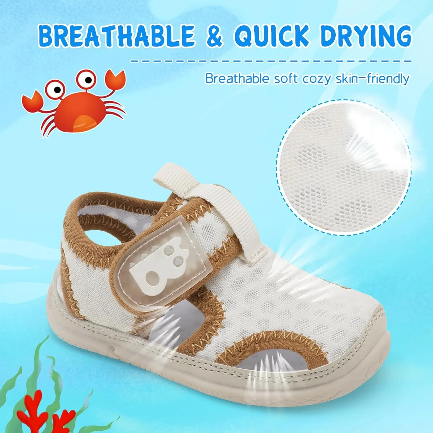 Besroad Toddler Water Shoes Boys Girls Qucik Dry Sport Beach Sandals Non-Slip Barefoot Aqua Socks Swim Shoes