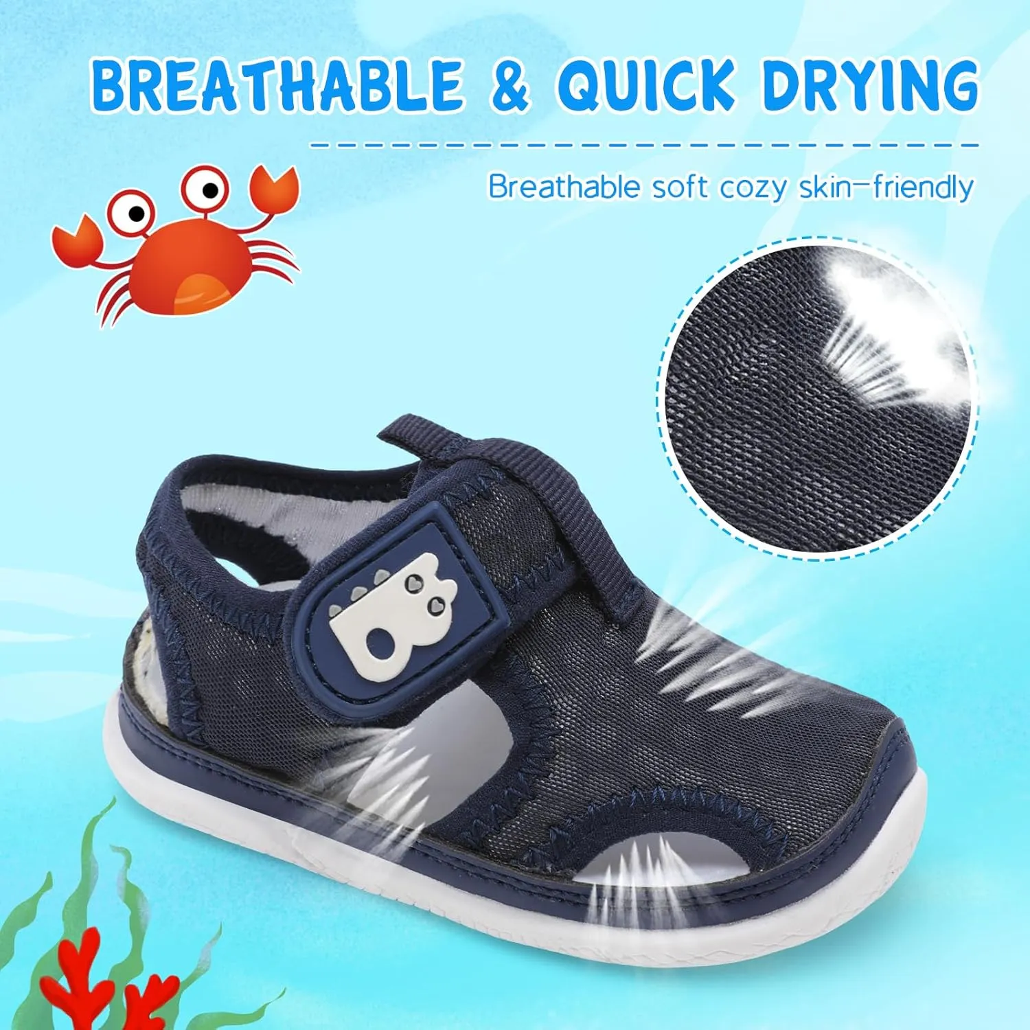 Besroad Toddler Water Shoes Boys Girls Qucik Dry Sport Beach Sandals Non-Slip Barefoot Aqua Socks Swim Shoes