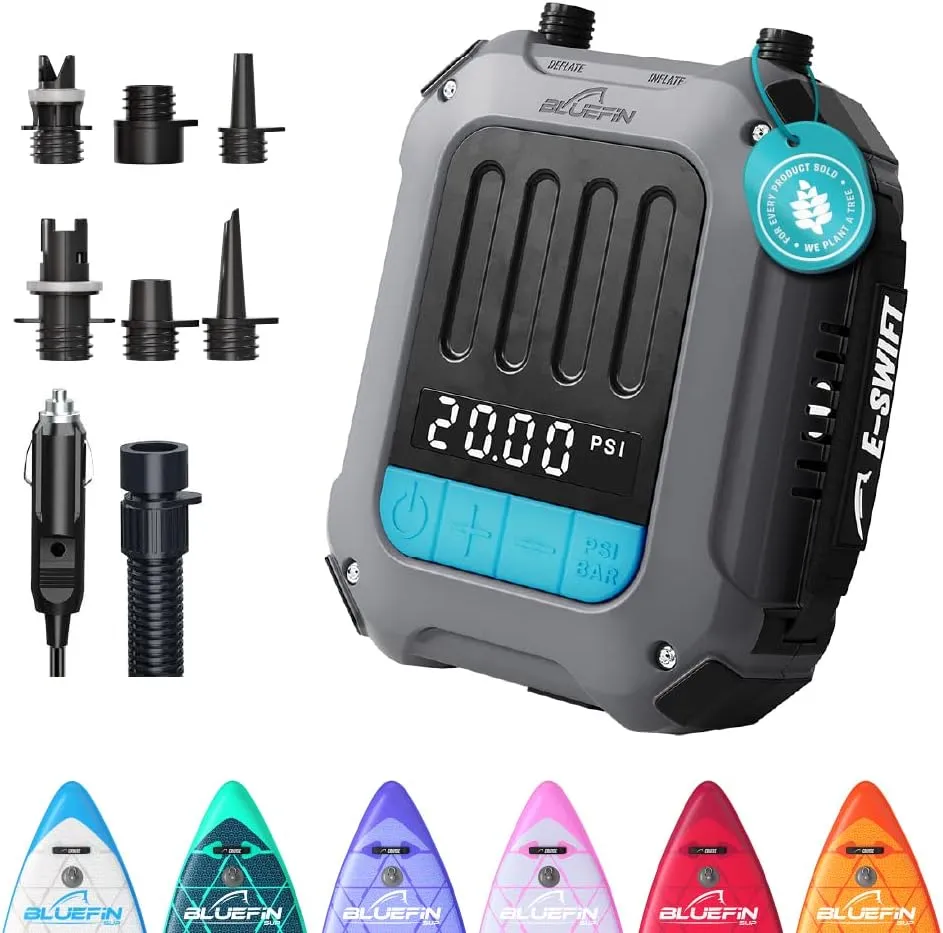 Bluefie Electric Paddle Board Pump | SUP Electric Pump | E-Swift Portable Pump | Auto Shut Off | LCD Display
