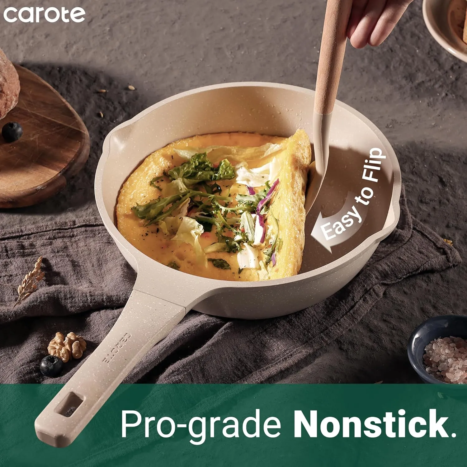 CAROTE 12pcs Pots and Pans Set Non Stick, Taupe Nonstick Cookware Set, Frying pans with lids, Kitchen Essentials Pot and Pan, Induction Cookware