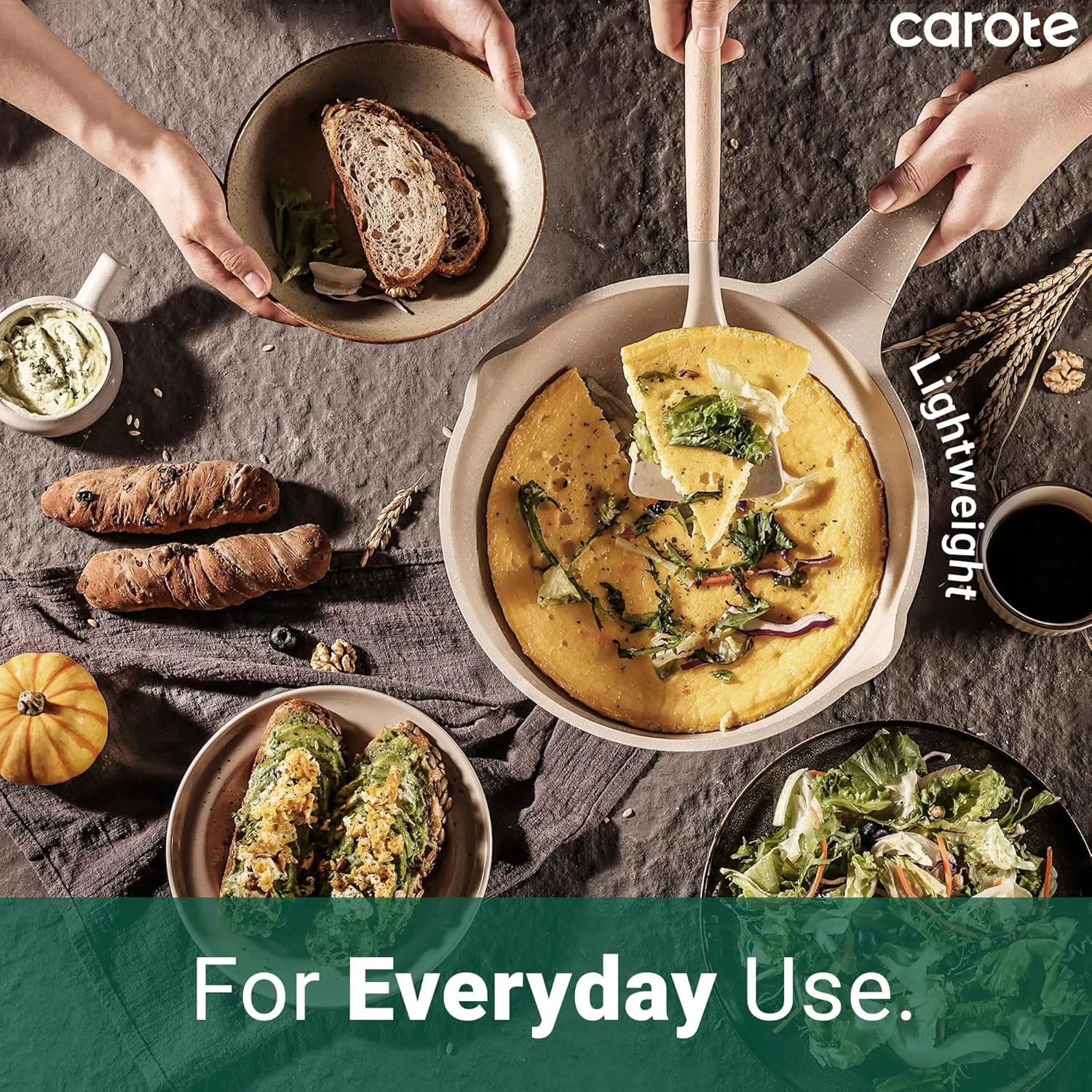 CAROTE 12pcs Pots and Pans Set Non Stick, Taupe Nonstick Cookware Set, Frying pans with lids, Kitchen Essentials Pot and Pan, Induction Cookware