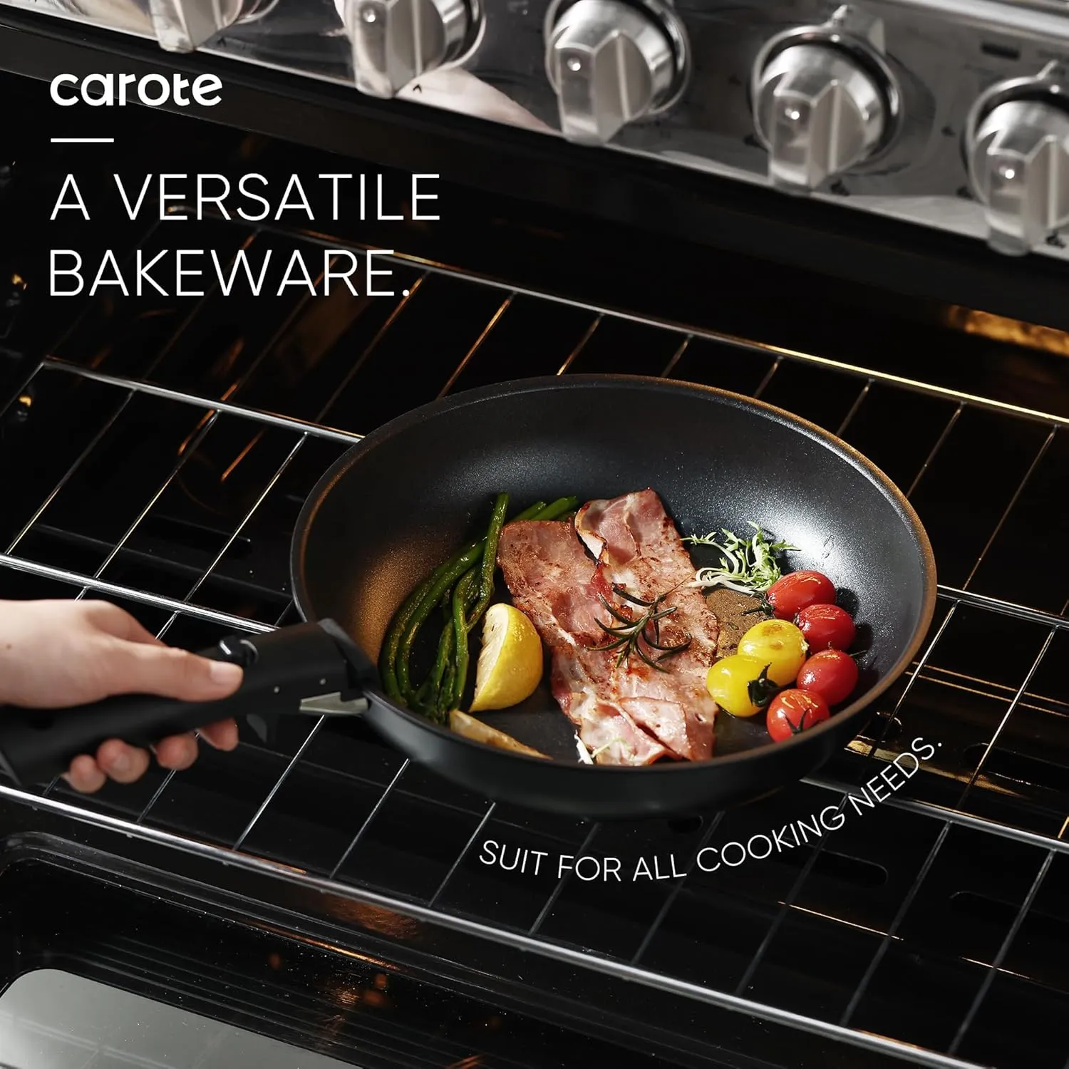 CAROTE 13pcs Pots and Pans Set Non Stick, Cookware Set Detachable Handle, Nonstick Induction Kitchen Cookware Non Stick with Removable Handle, RV Cookware Set, Oven Safe Cook Ware Set, Black