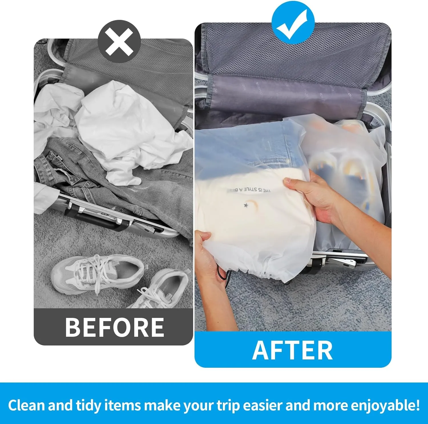 Clear Shoe Bags - 10 PCS, 15.7" x 11.8", Drawstring Travel Shoe Bags for Packing, Waterproof Dustproof Portable Shoe Storage for Men and Women
