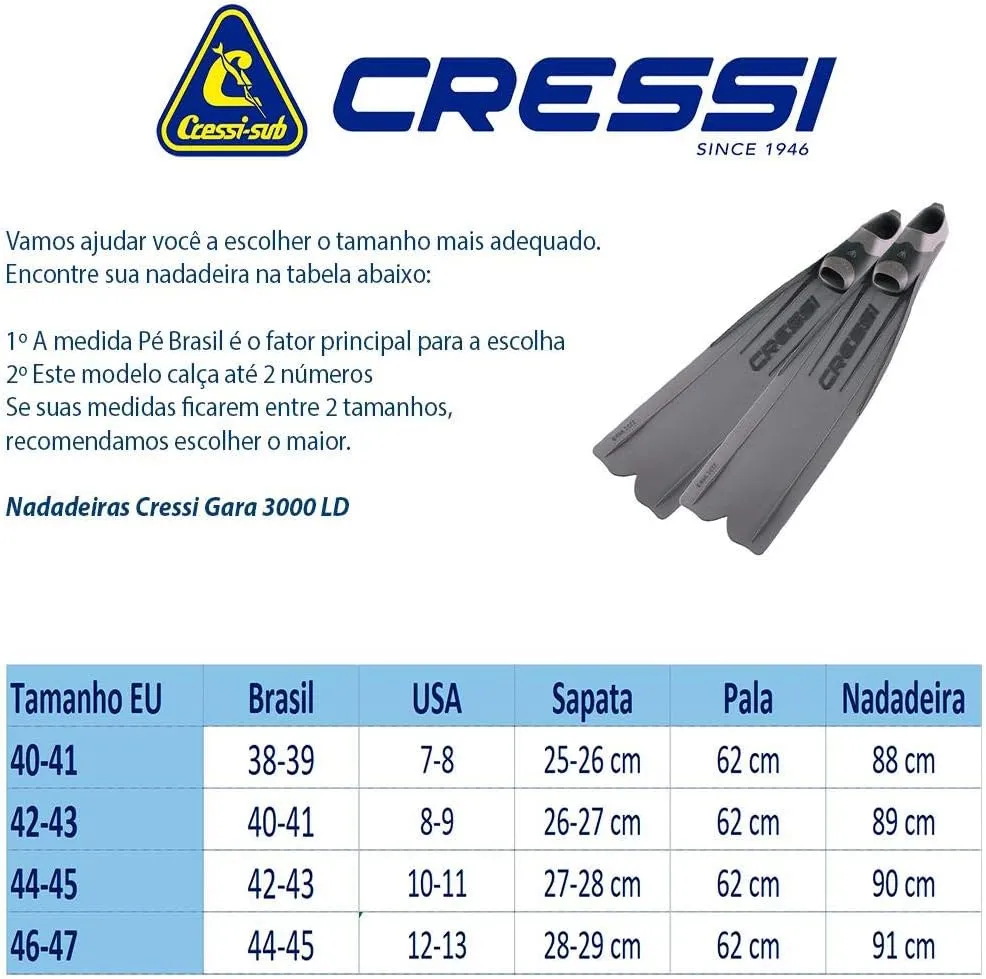 Cressi Long Free Diving Soft and Powerful Fins - Gara 3000: made in Italy