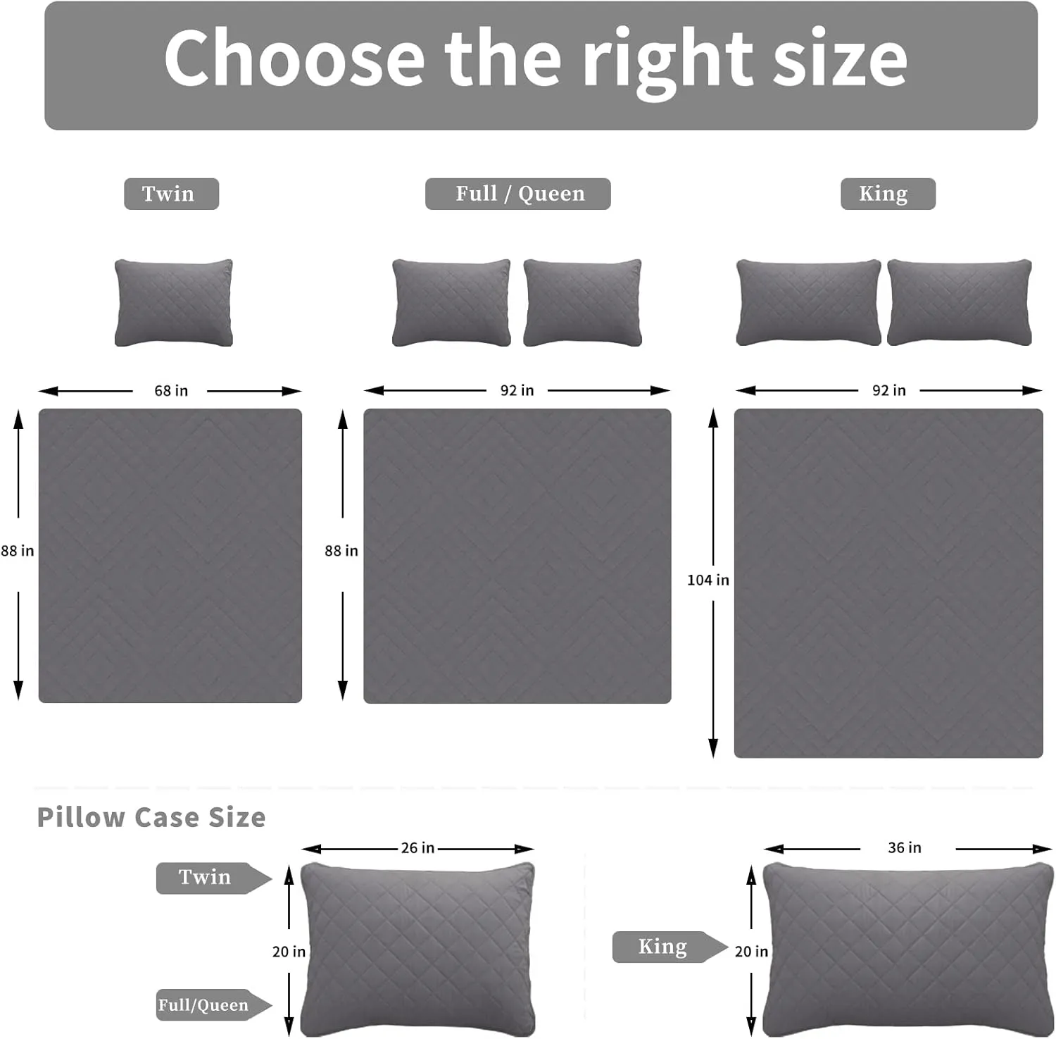 Easy-Going Full/Queen Size Reversible Quilt Set with 1 Quilt and 2 Pillow Shams, Soft Bed Quilt Cover, Lightweight Microfiber Bedspread, Water and Stain Resistant, Gray/Light Gray