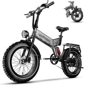 Folding Electric Bike for Adults with Peak 1500W Motor, 52V 20Ah Removable Battery Ebike,Max 70Miles & 30MPH,20"x4.0 Fat Tire Commuting Electric Mountain Bike,7-Speed, Dual Suspension Bicycle