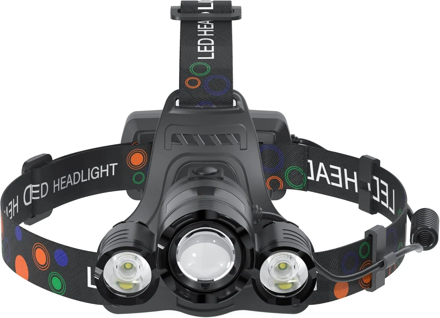Headlamp Rechargeable 6000 Lumens Super Brightest 4 Modes Head Lamp for Adults Zoom Waterproof Headlight 90Angle Adjustable Head Lights for Outdoor Camping Hunting Running Hiking(Black)