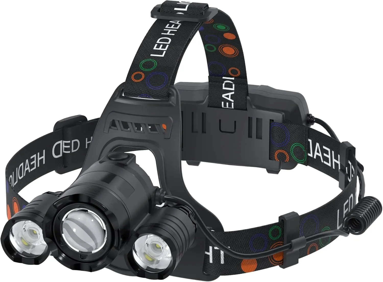 Headlamp Rechargeable 6000 Lumens Super Brightest 4 Modes Head Lamp for Adults Zoom Waterproof Headlight 90Angle Adjustable Head Lights for Outdoor Camping Hunting Running Hiking(Black)