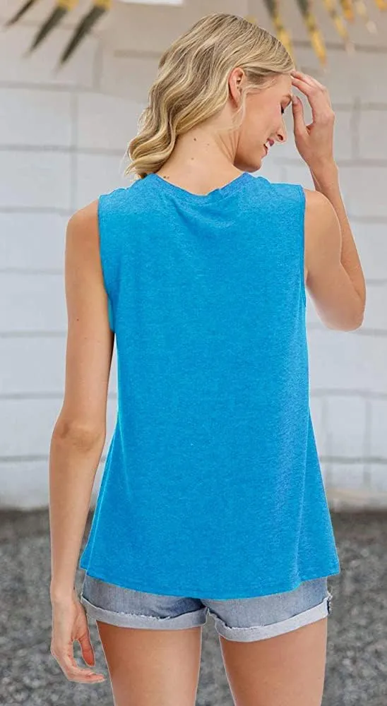 Hiking Mountain Tank Tops for Women Funny Pine Tree Sunrise Graphic Workout Tanks Summer Sleeveless Loose Fit Shirts Tops