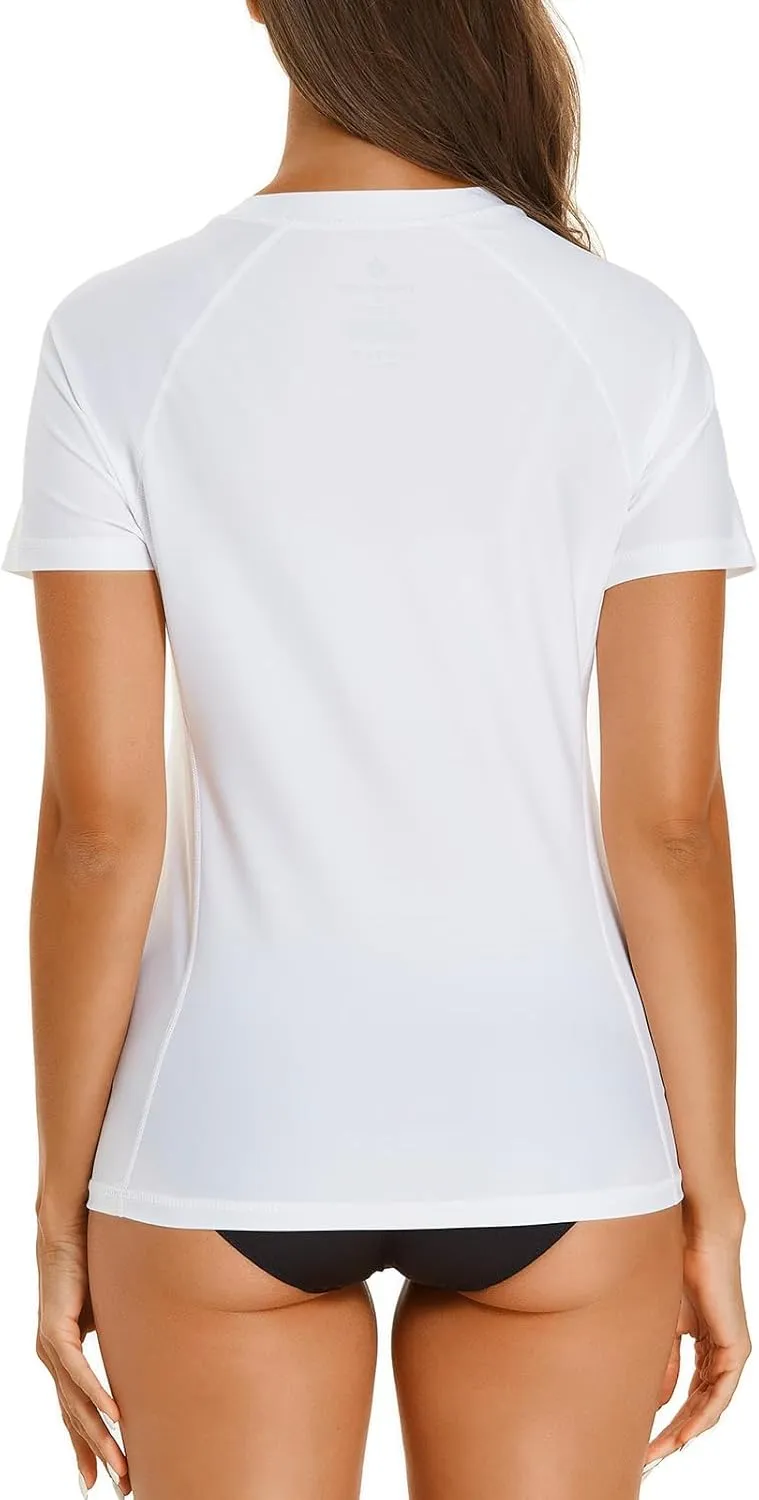 HODOSPORTS Women's UPF 50  Rash Guard Sun Protection Swim Shirt Quick Dry Swimsuit Lightweight Short Sleeve