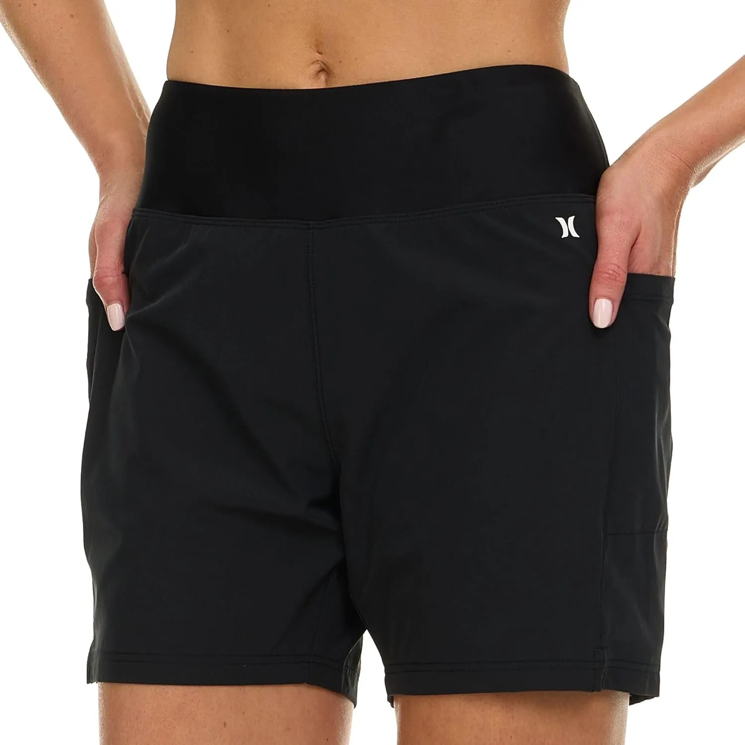 Hurley 5"/7" High Waisted Swim Shorts Women, Board Shorts with Pockets & Inner Liner, Quick Dry Swim Trunk, UPF 50 
