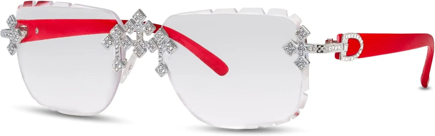 ICE STAR Triple Cross Iced-Out Sunglasses  Frameless Design Shades for Men & Women, Hip-Hop Fashion Eyewear