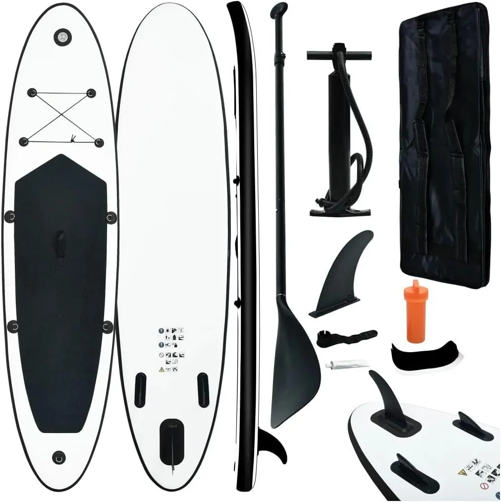 Inflatable Stand up Paddleboard Set Black and White 1 Adult-Maximum Number of Persons