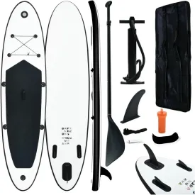 Inflatable Stand up Paddleboard Set Black and White 1 Adult-Maximum Number of Persons