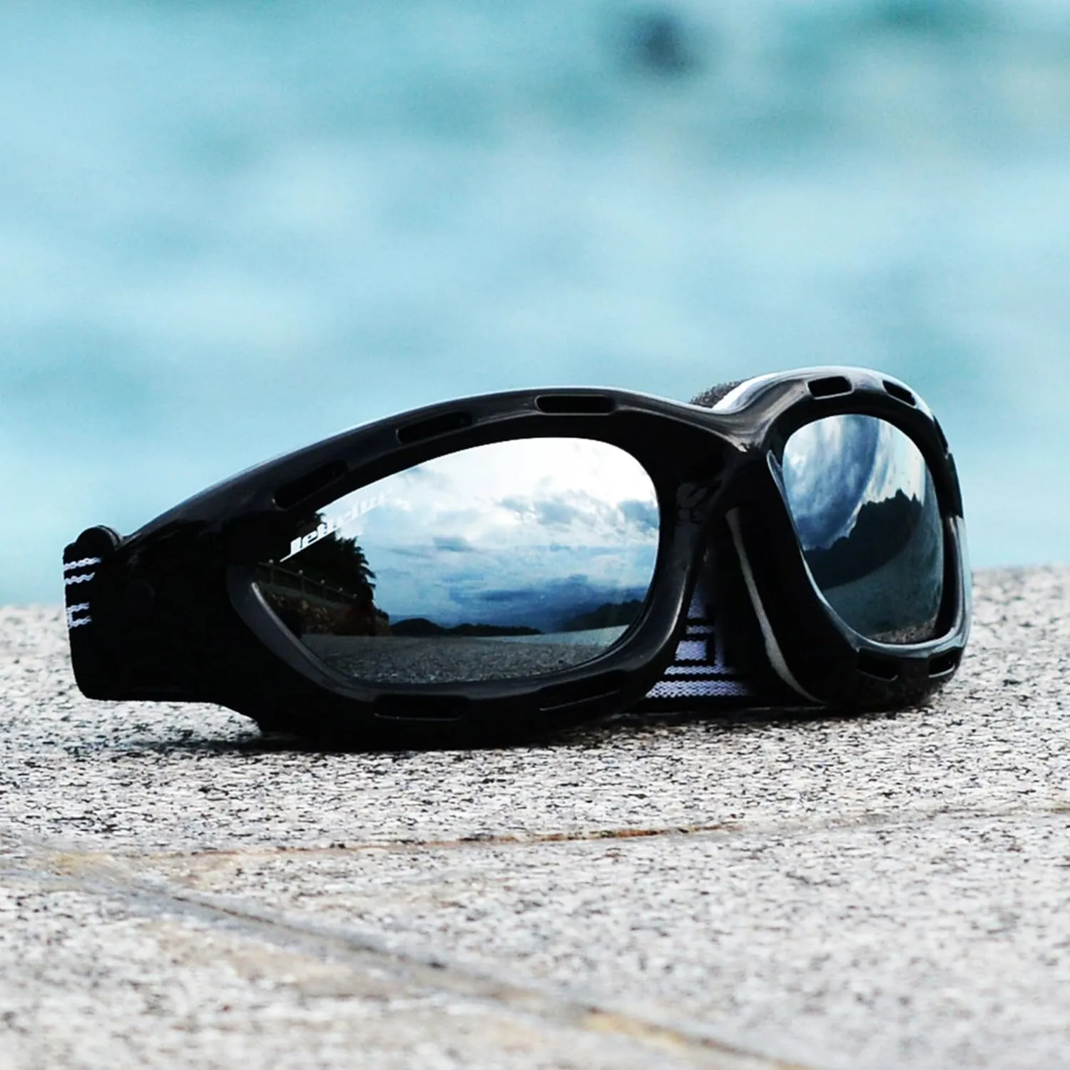 Jettribe Floating Jet Ski Goggles | Chrome Style Classic Series | Smoke Tint Lens | Sunglasses Water Sport Kite Boarding