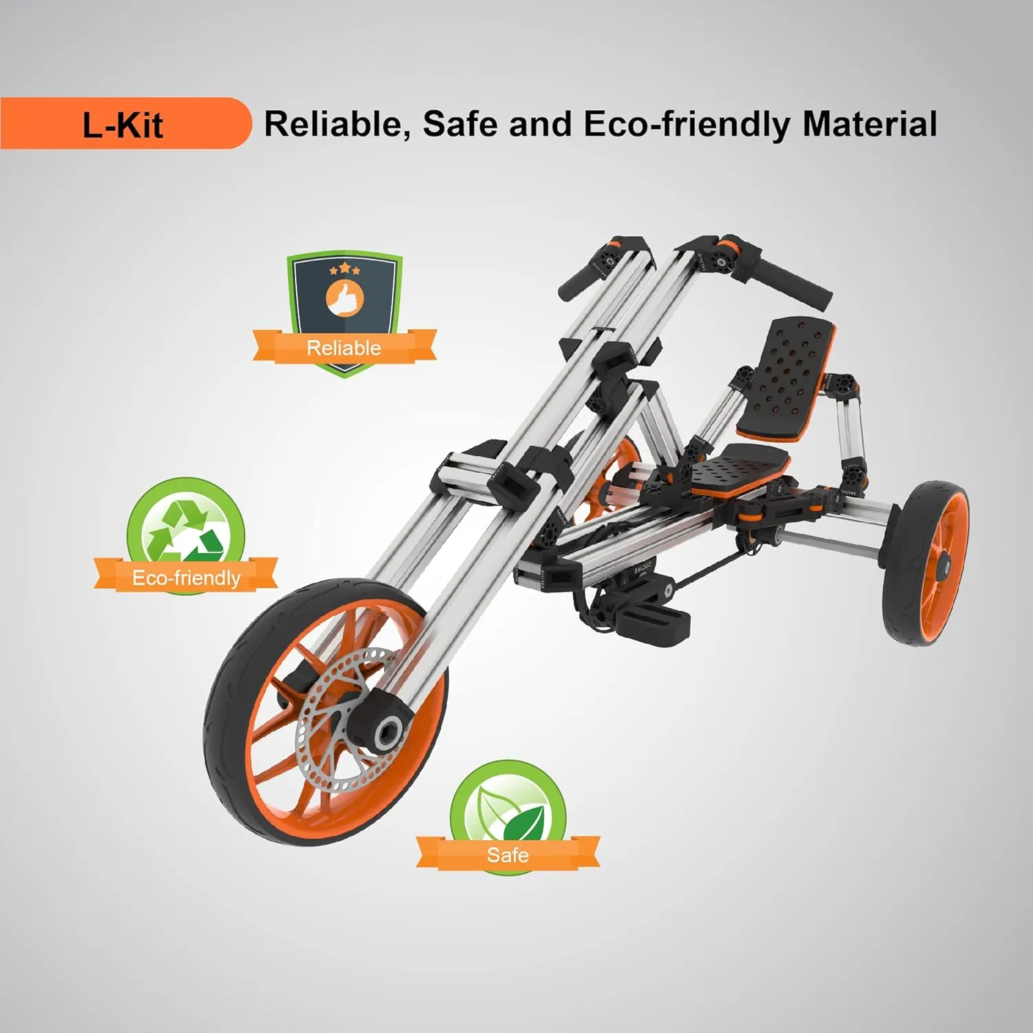 KIDROCK Pedal Go Kart Buildable Kit for 60 Contraption Children Rides Go Cart (Two Wheel Bike, Three Wheel Bike, Stand Scooter, etc.) Large KIT Gift for 4-14 Years Old