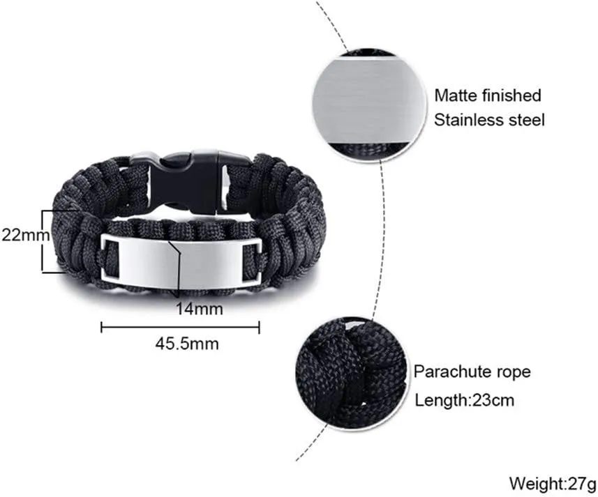 LF Mens Stainless Steel Bible Verse Bracelets Outdoor Rope Paracord Survival Bracelet Christ Cross Bible Quote Scripture Cuff Bangle for Dad,Husband,Boyfriend,Son for Baptism Gift