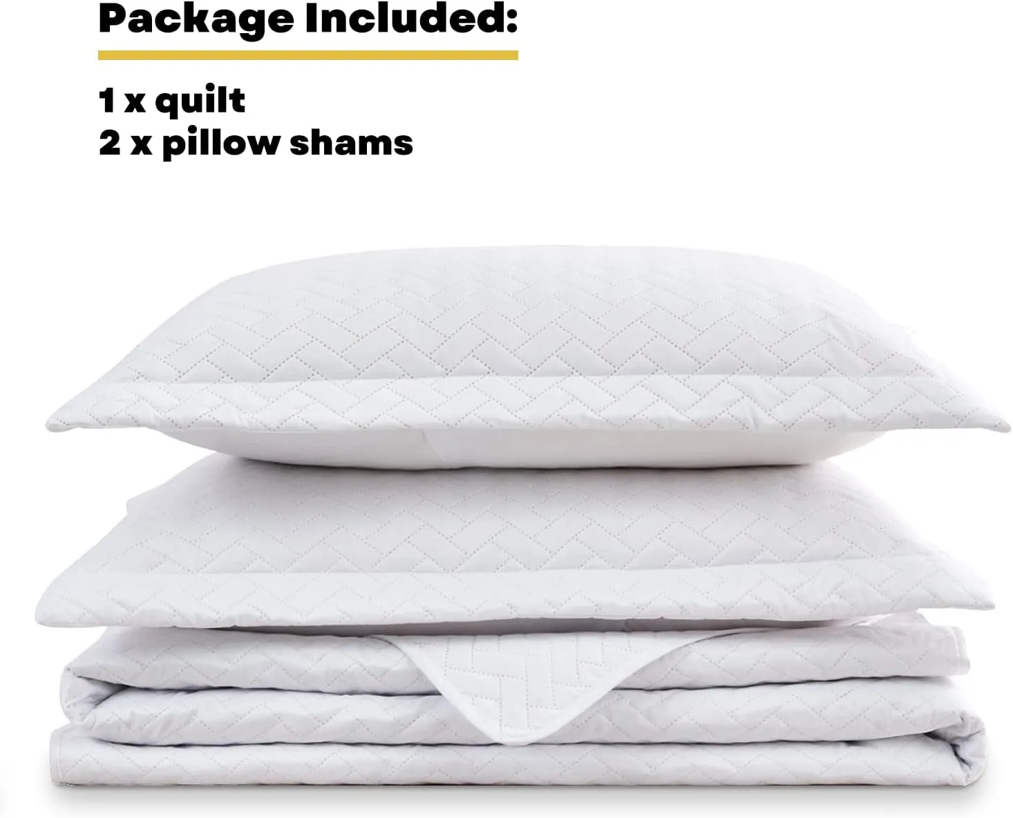 Maple&Stone White Quilt Set Queen Size, Lightweight Bedspread Ultrasonic Chevron Pattern Light Coverlet for All Season Comforter Bedding Decor - 3 Piece Full Bed Cover Sets