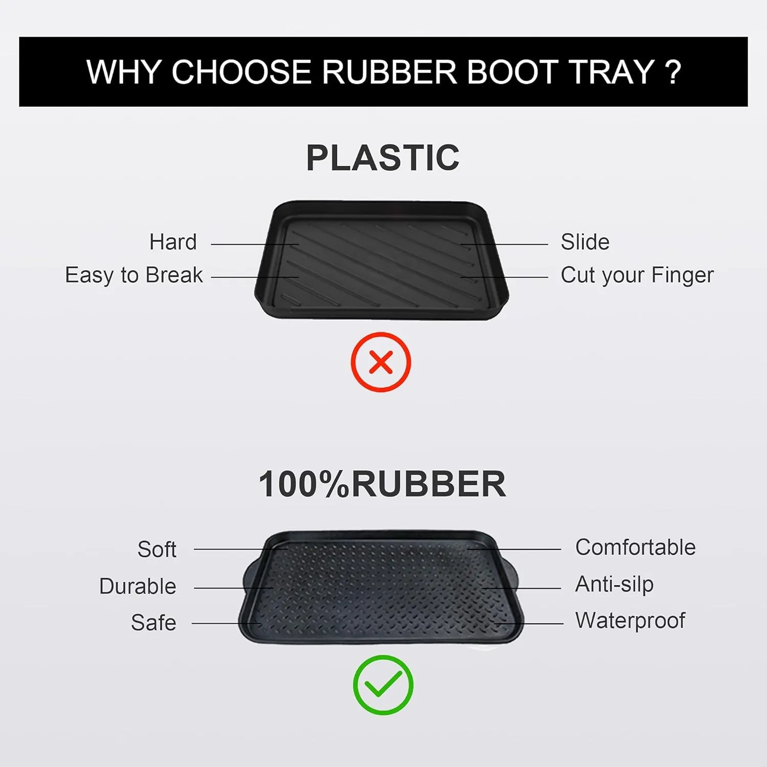Matace 1 Pack Rubber Small Boot Tray for Entryway,Boot Mat,Shoe Tray,Shoe Mat for Indoor and Outdoor Use, 27.95"x 15.74"