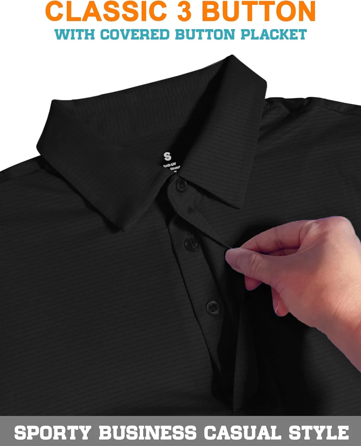 Men's Golf Polo Shirts UPF 50  Short Sleeve Dri Fit Polos Stretch Performance Collared Golf Casual Work Business Wear