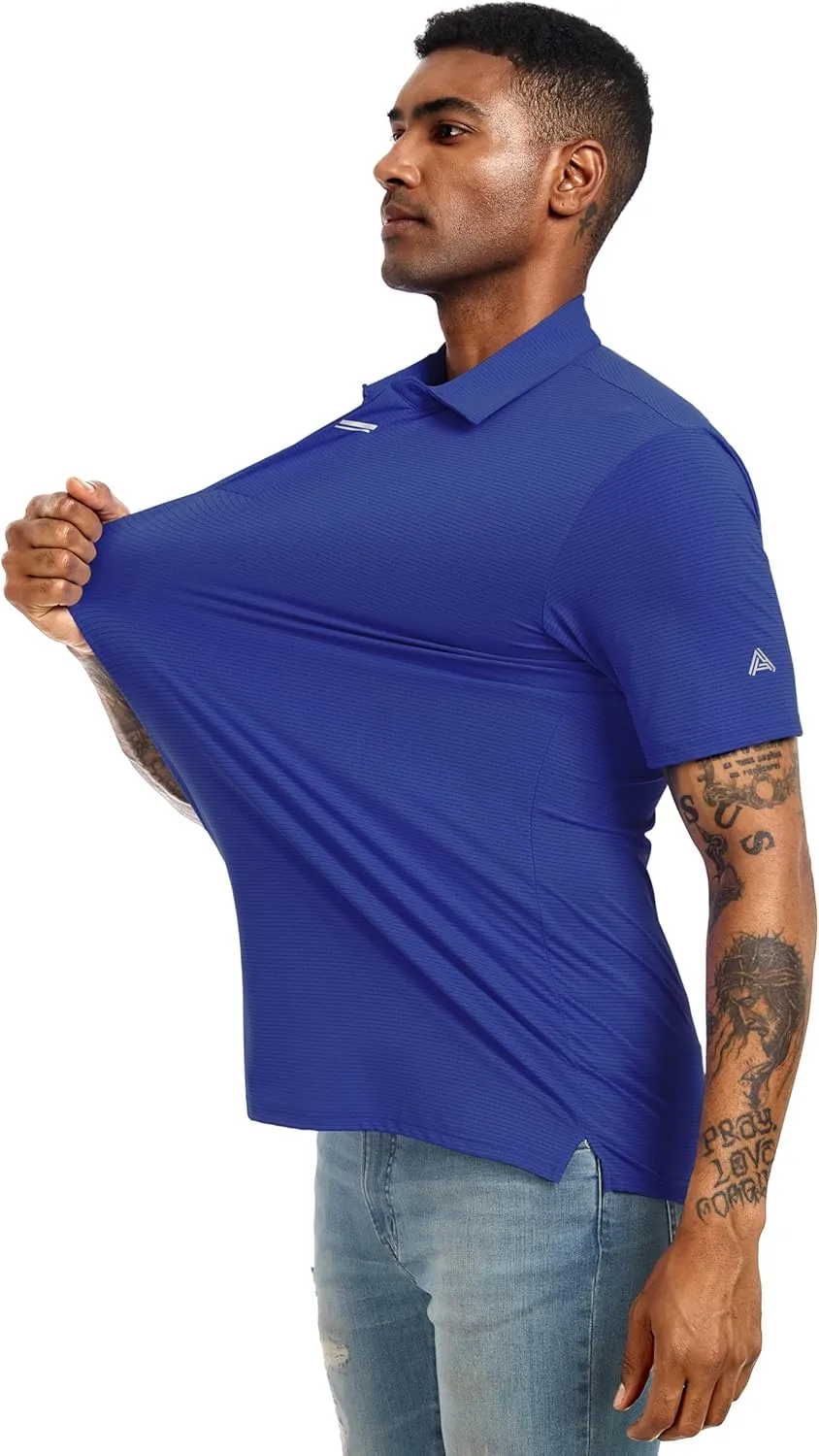 Men's Golf Polo Shirts UPF 50  Short Sleeve Dri Fit Polos Stretch Performance Collared Golf Casual Work Business Wear