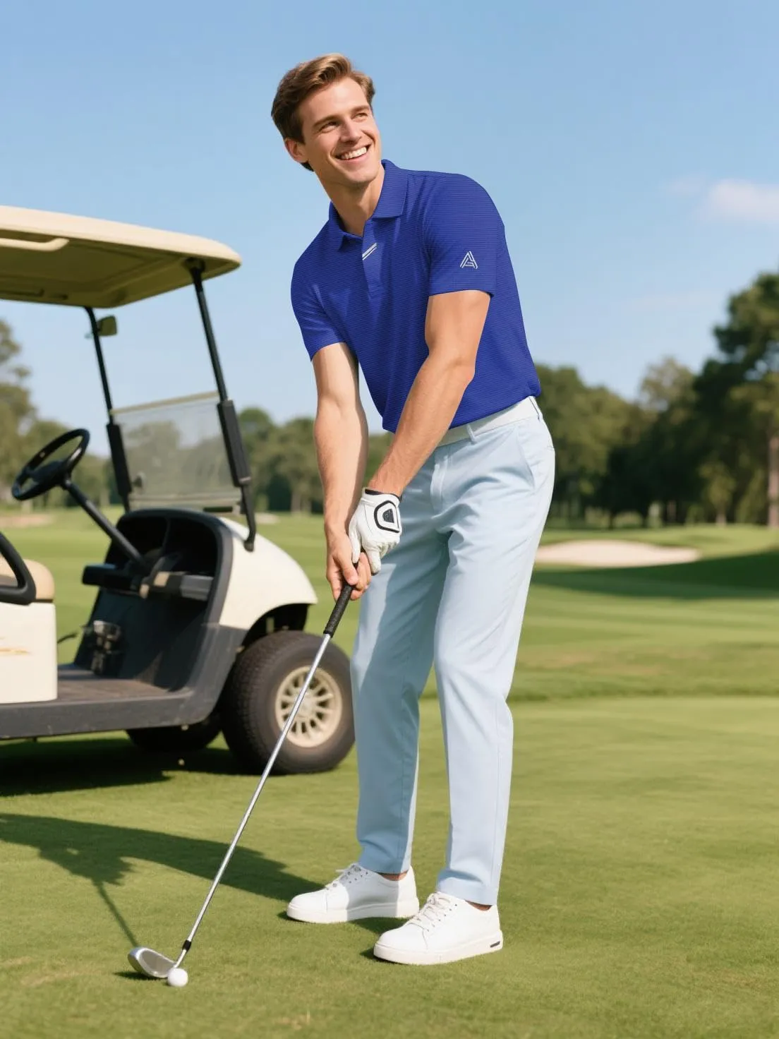 Men's Golf Polo Shirts UPF 50  Short Sleeve Dri Fit Polos Stretch Performance Collared Golf Casual Work Business Wear