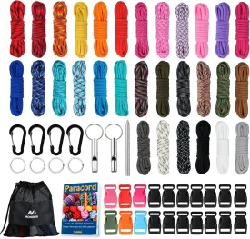 MONOBIN Paracord Combo Kits - 550 Type III Parachute Cord - Bracelet Crafting Kits, Survival Rope Making lanyards,Dog Collar,Bracelet