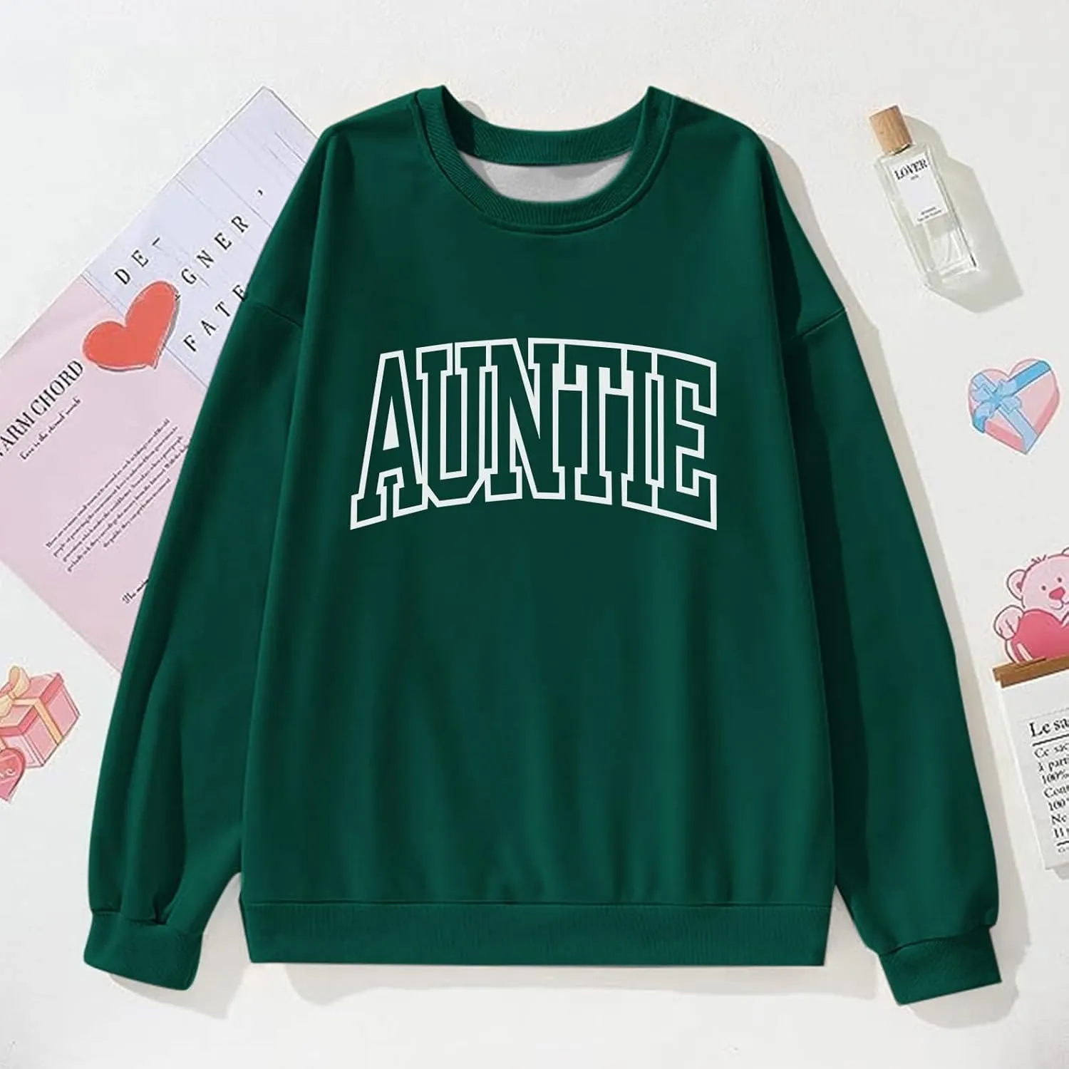 Oversized Auntie Printed Sweatshirt For Women Loose Fit Cool Aunt Crewneck Cotton Sweatshirts Long Sleeve Pullover