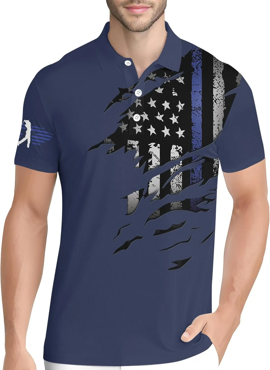 PAGYMO Funny Golf Shirts for Men Crazy Print Moisture Wicking Performance Short Sleeve Athletic Mens Polo Shirt