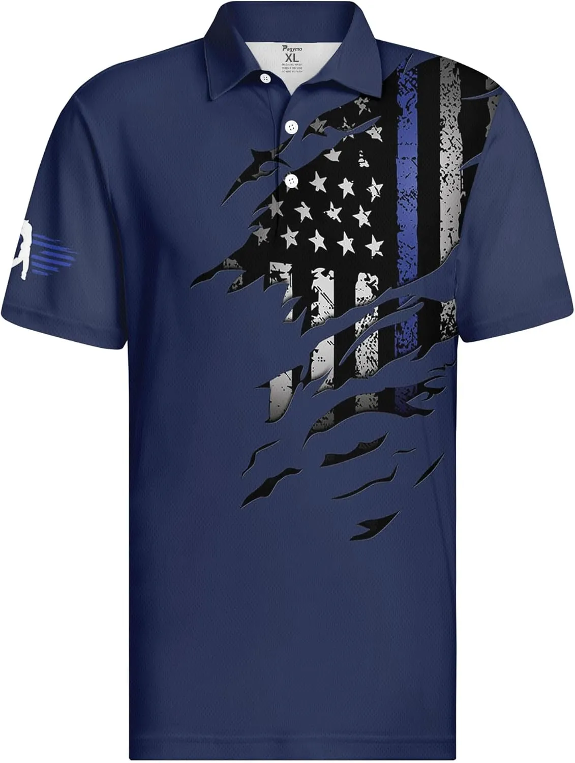 PAGYMO Funny Golf Shirts for Men Crazy Print Moisture Wicking Performance Short Sleeve Athletic Mens Polo Shirt