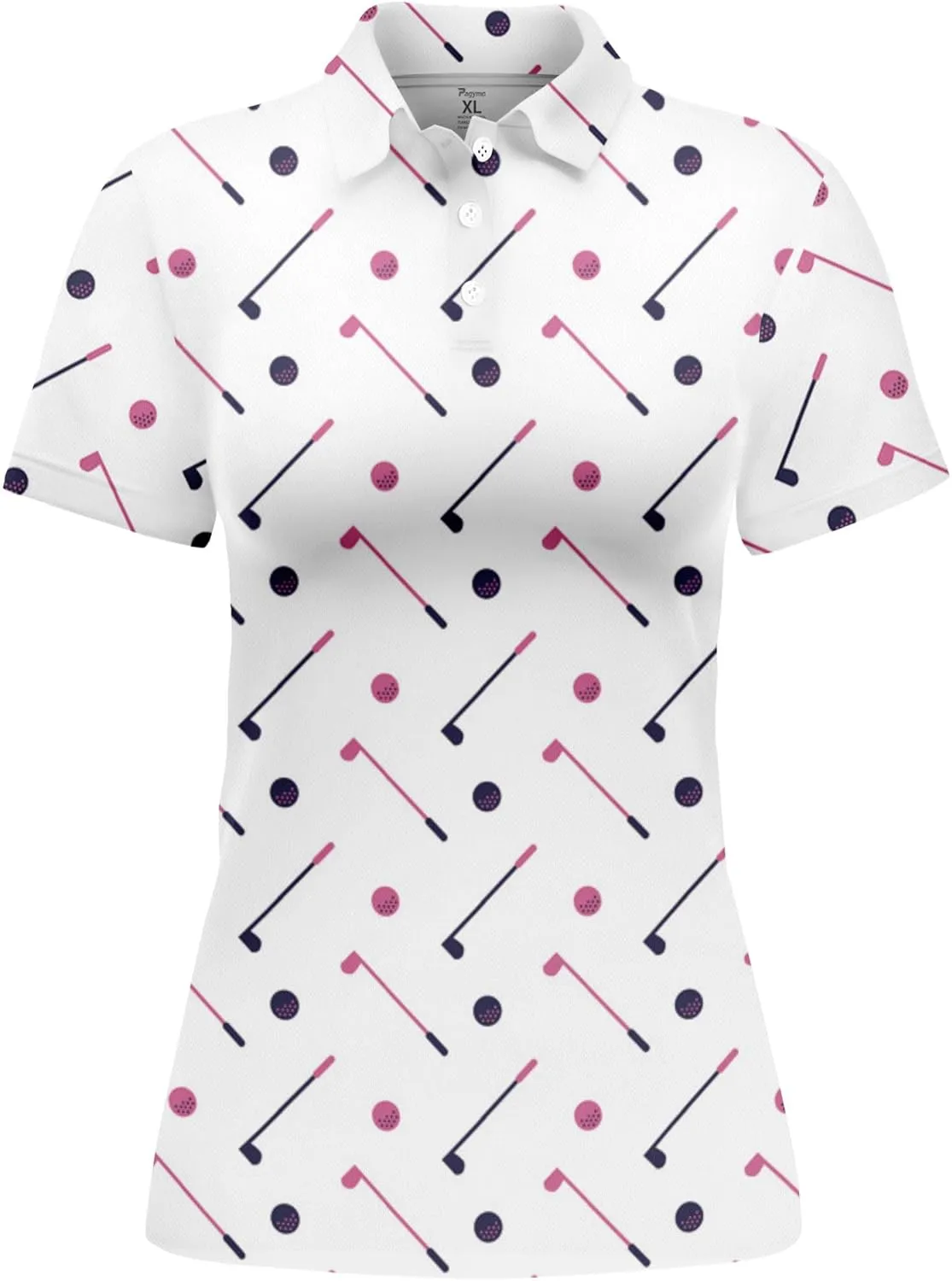 PAGYMO Funny Golf Shirts for Women Print Crazy Pattern Cute Novelty Short Sleeve Moisture Wicking Tennis Polo Shirt