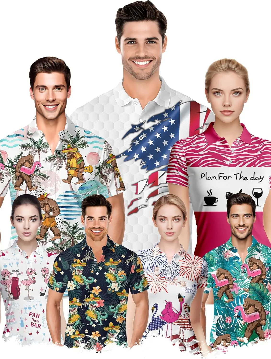 PAGYMO Funny Golf Shirts for Women Print Crazy Pattern Cute Novelty Short Sleeve Moisture Wicking Tennis Polo Shirt