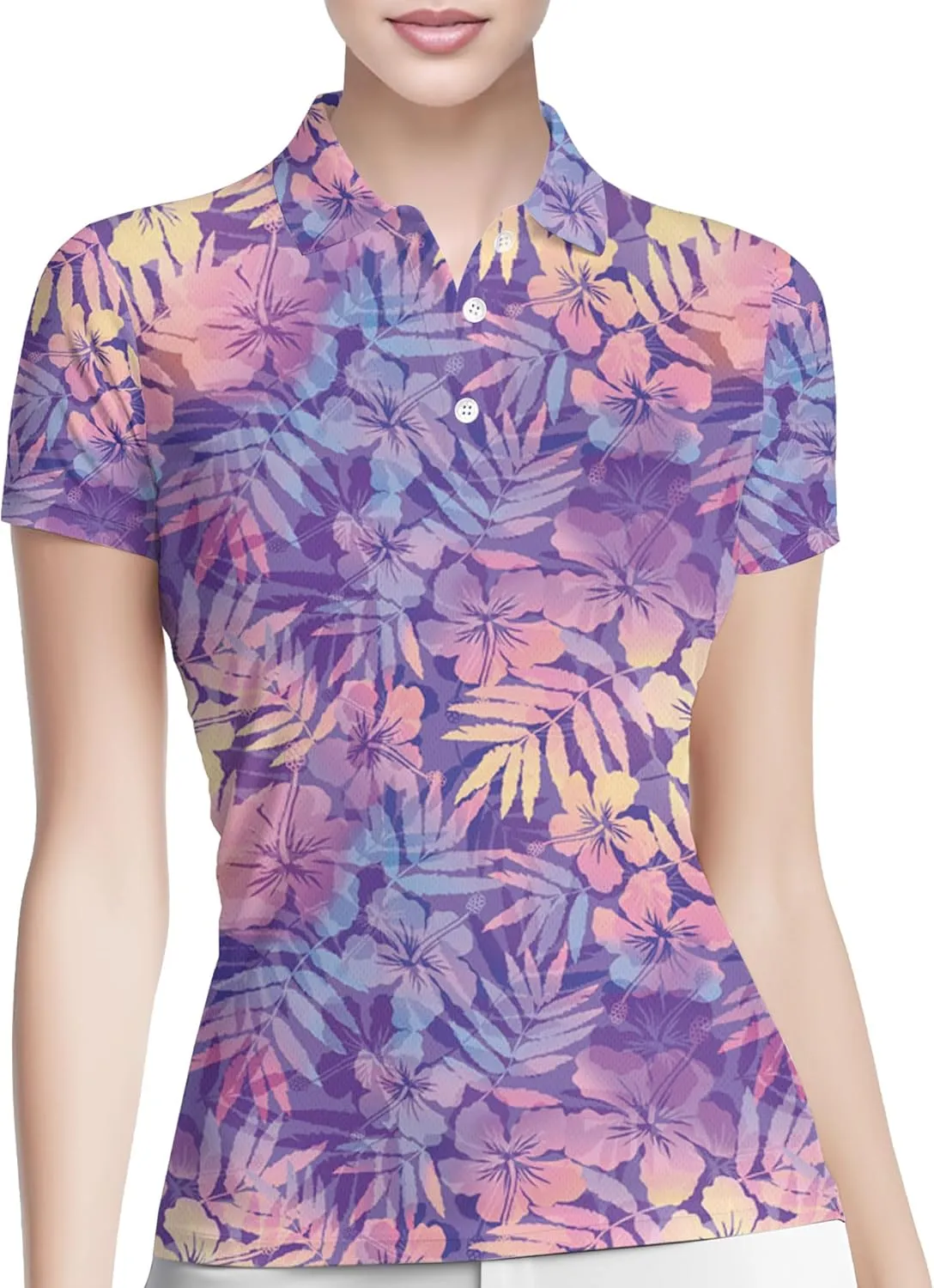 PAGYMO Funny Golf Shirts for Women Print Crazy Pattern Cute Novelty Short Sleeve Moisture Wicking Tennis Polo Shirt